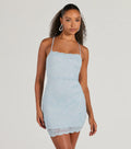 Modern Love Lace-Up Lace Glitter Mini Dress