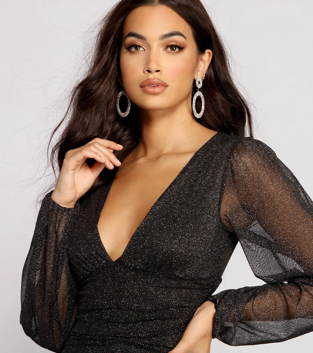 All About The Glitz Mesh Mini Dress
